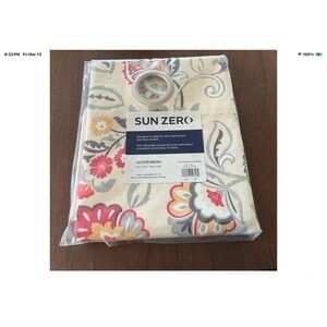Sun Zero Curtain Set 2 Panel Floral New 40x84"L Grommet Multicolor NEW